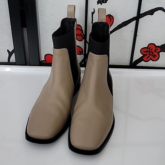 Everlane The Italian Leather Tan Chelsea Square Toe Ankle Boot Size 7 - Picture 5 of 9